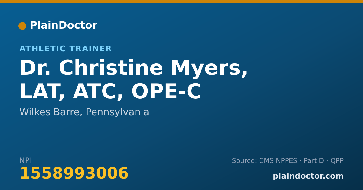 Shareable card for Christine Myers, LAT, ATC, OPE-C - Athletic Trainer, Wilkes Barre, PA