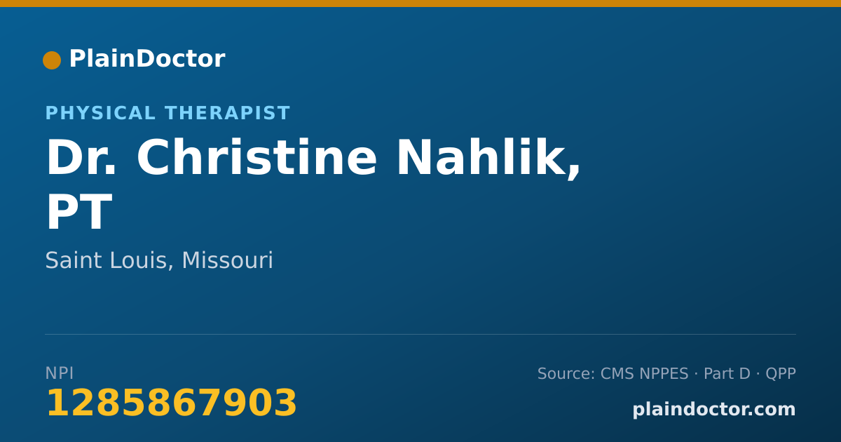 Shareable card for Christine Nahlik, PT - Physical Therapist, Saint Louis, MO