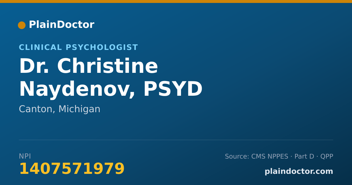 Shareable card for Christine Naydenov, PSYD - Clinical Psychologist, Canton, MI