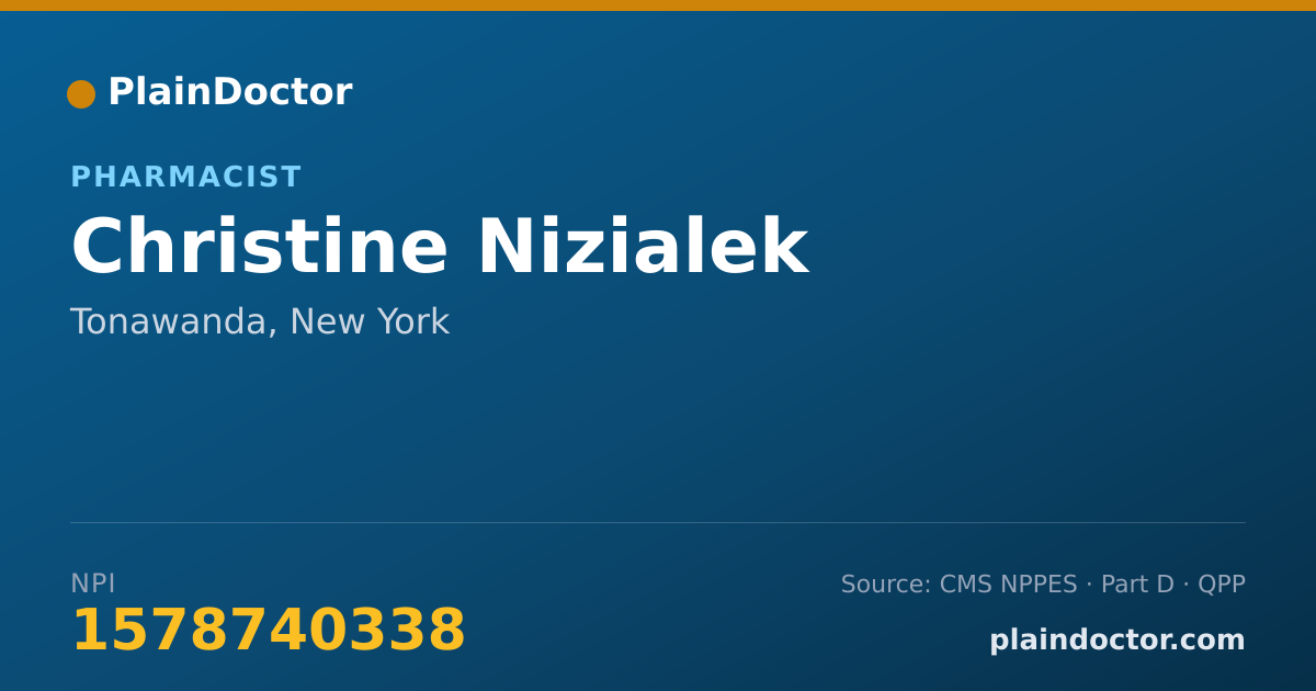 Shareable card for Christine Nizialek - Pharmacist, Tonawanda, NY