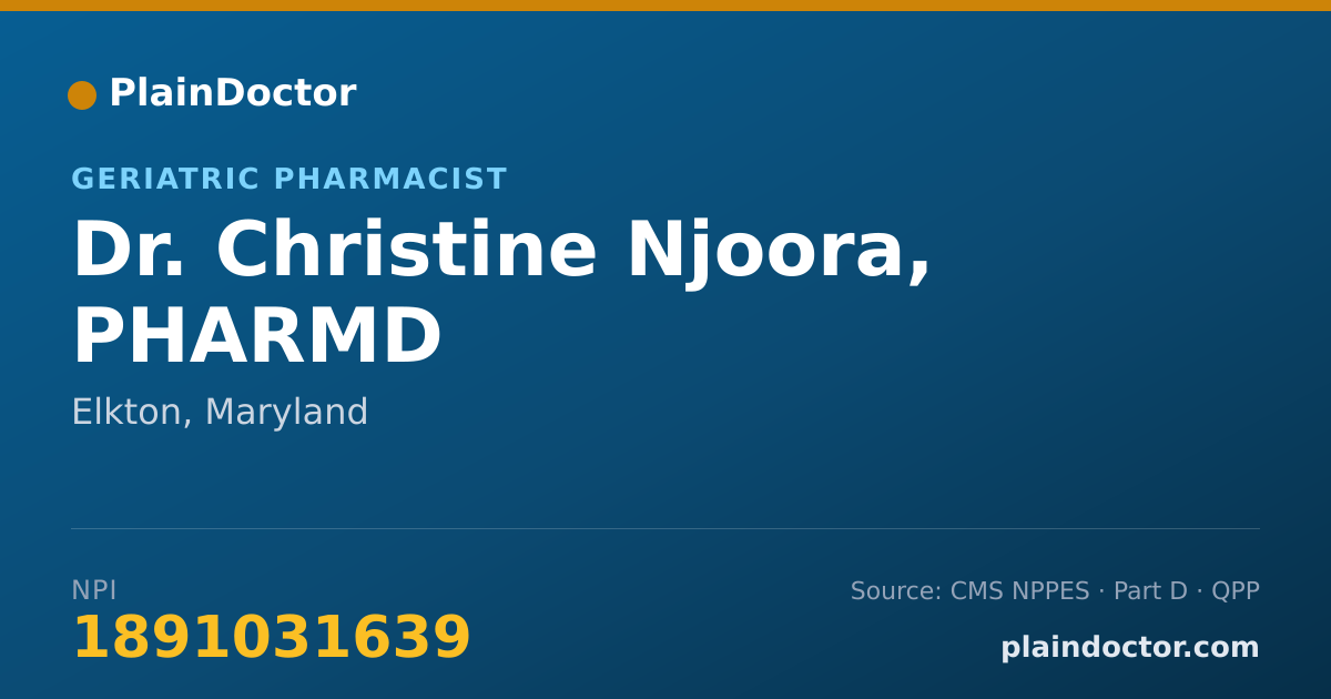 Shareable card for Christine Njoora, PHARMD - Geriatric Pharmacist, Elkton, MD
