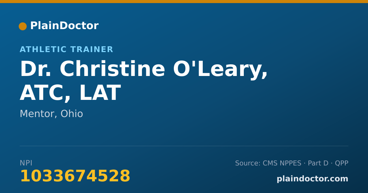 Shareable card for Christine O'Leary, ATC, LAT - Athletic Trainer, Mentor, OH