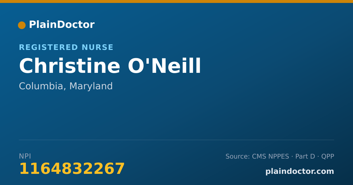 Shareable card for Christine O'Neill - Registered Nurse, Columbia, MD