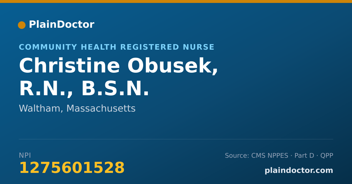 Shareable card for Christine Obusek, R.N., B.S.N. - Community Health Registered Nurse, Waltham, MA