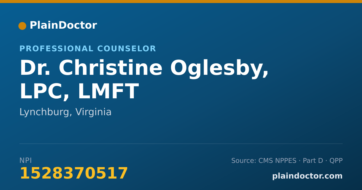 Shareable card for Christine Oglesby, LPC, LMFT - Professional Counselor, Lynchburg, VA