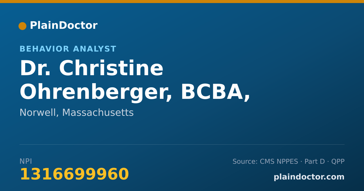 Shareable card for Christine Ohrenberger, BCBA, LABA - Behavior Analyst, Norwell, MA