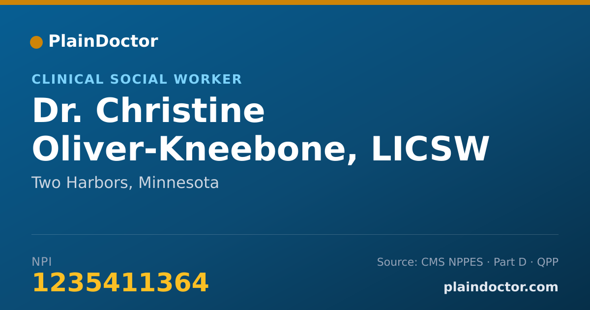 Shareable card for Christine Oliver-Kneebone, LICSW - Clinical Social Worker, Two Harbors, MN