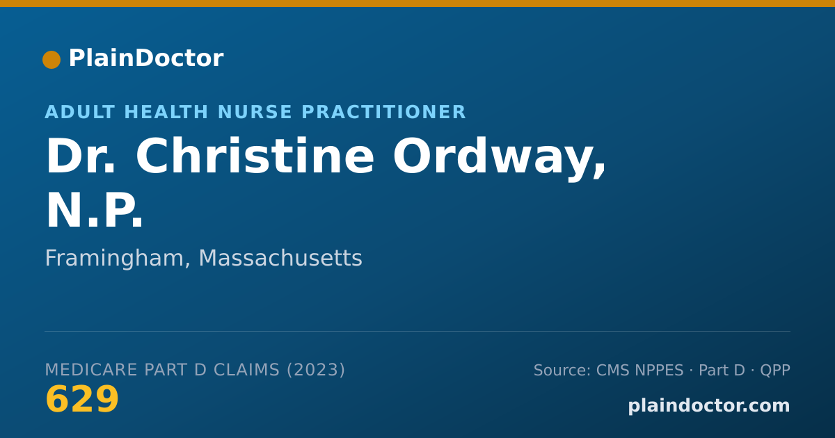 Shareable card for Christine Ordway, N.P. - Adult Health Nurse Practitioner, Framingham, MA