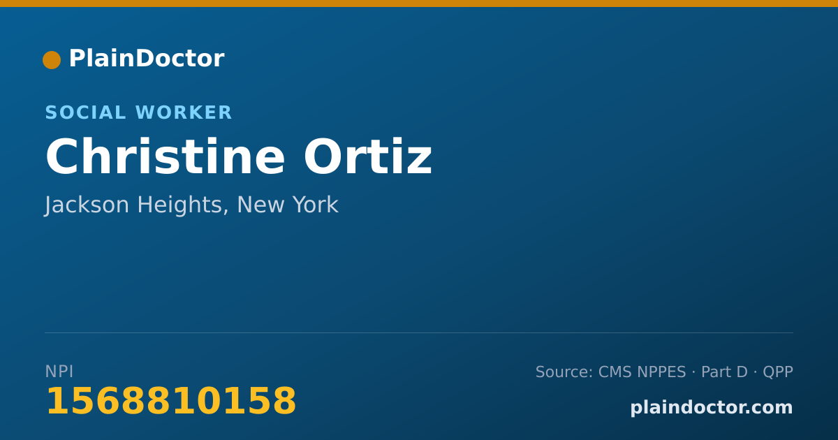 Shareable card for Christine Ortiz - Social Worker, Jackson Heights, NY