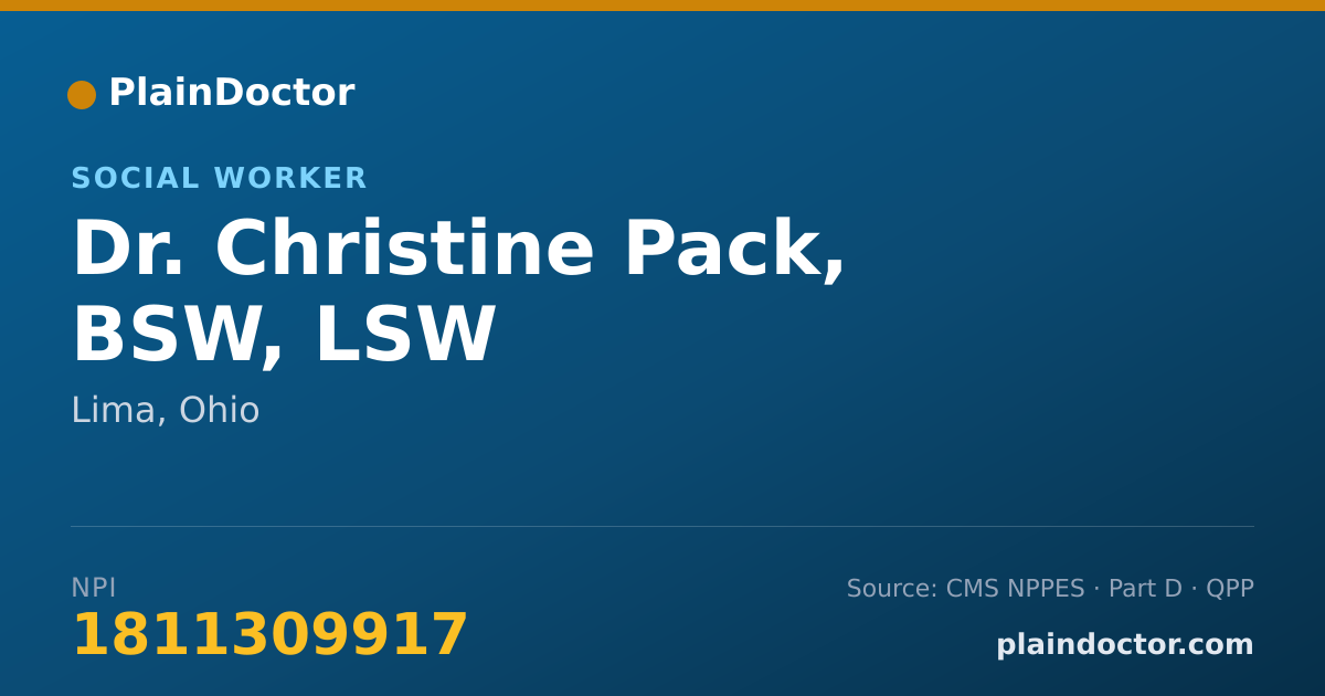 Shareable card for Christine Pack, BSW, LSW - Social Worker, Lima, OH