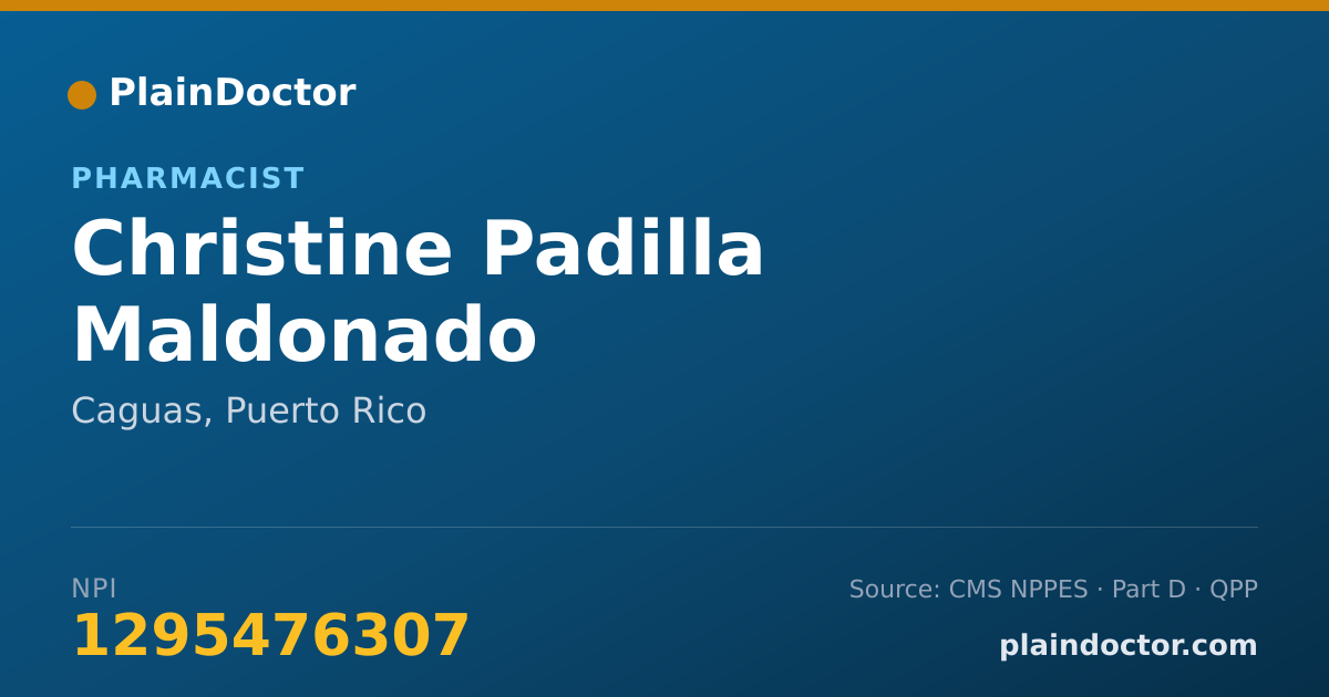 Shareable card for Christine Padilla Maldonado - Pharmacist, Caguas, PR