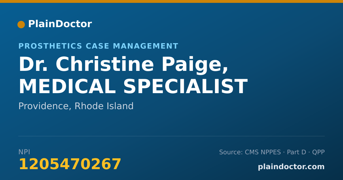 Shareable card for Christine Paige, MEDICAL SPECIALIST - Prosthetics Case Management, Providence, RI