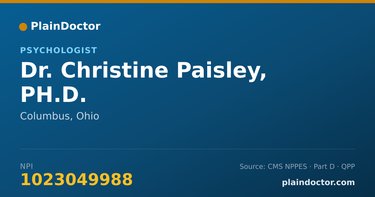 Shareable card for Christine Paisley, PH.D. - Psychologist, Columbus, OH