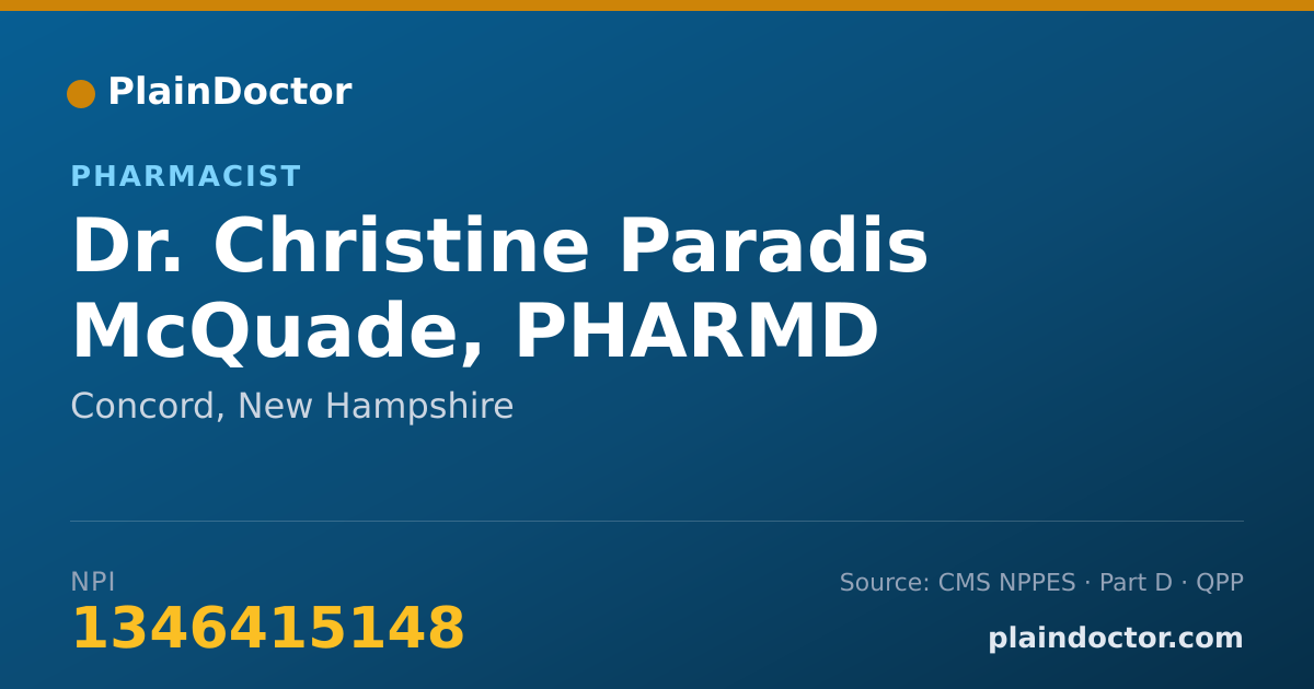 Shareable card for Christine Paradis McQuade, PHARMD - Pharmacist, Concord, NH