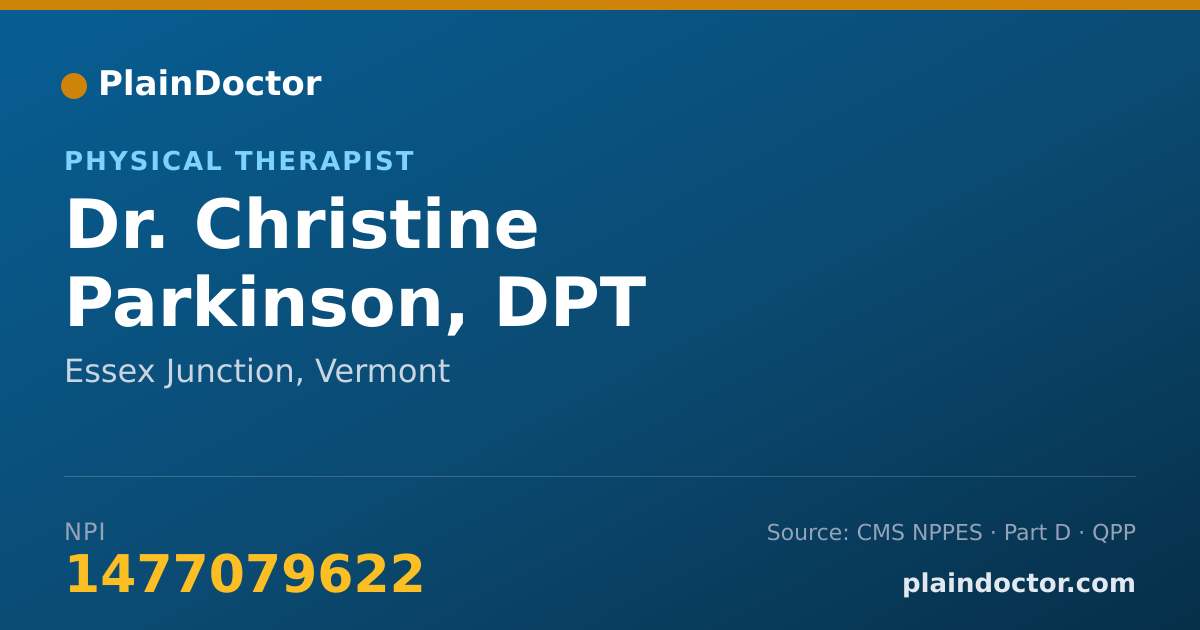 Shareable card for Christine Parkinson, DPT - Physical Therapist, Essex Junction, VT