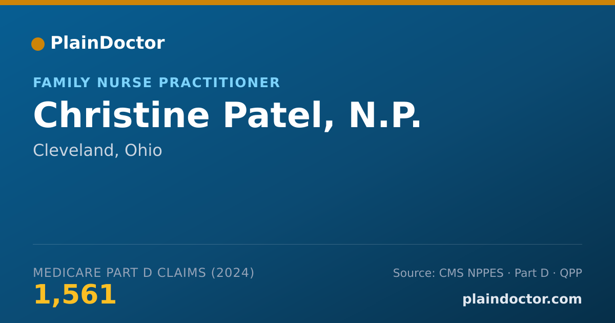 Shareable card for Christine Patel, N.P. - Family Nurse Practitioner, Cleveland, OH