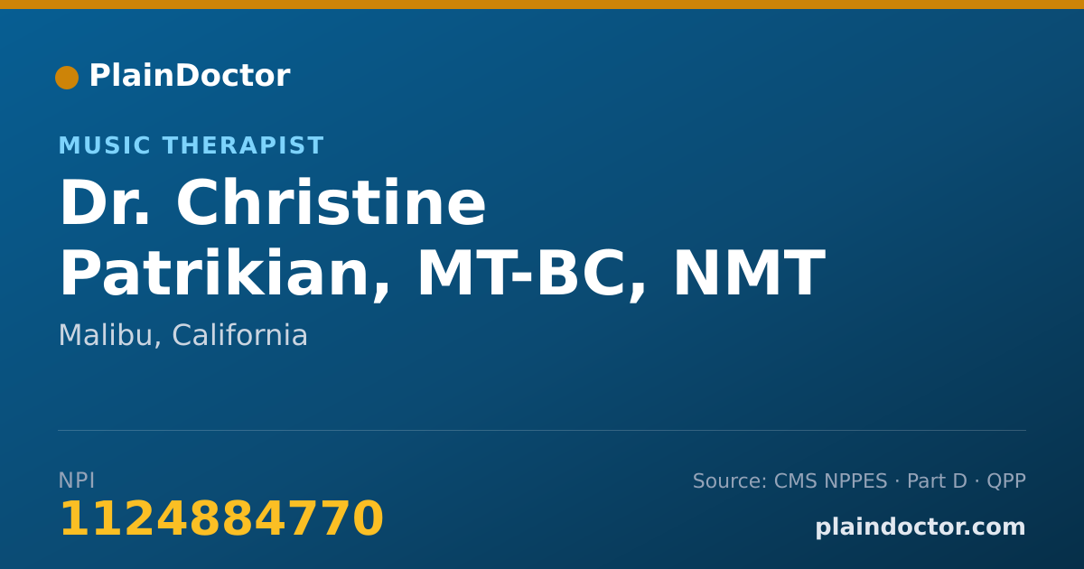 Shareable card for Christine Patrikian, MT-BC, NMT - Music Therapist, Malibu, CA