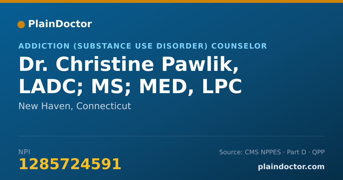 Shareable card for Christine Pawlik, LADC; MS; MED, LPC - Addiction (Substance Use Disorder) Counselor, New Haven, CT