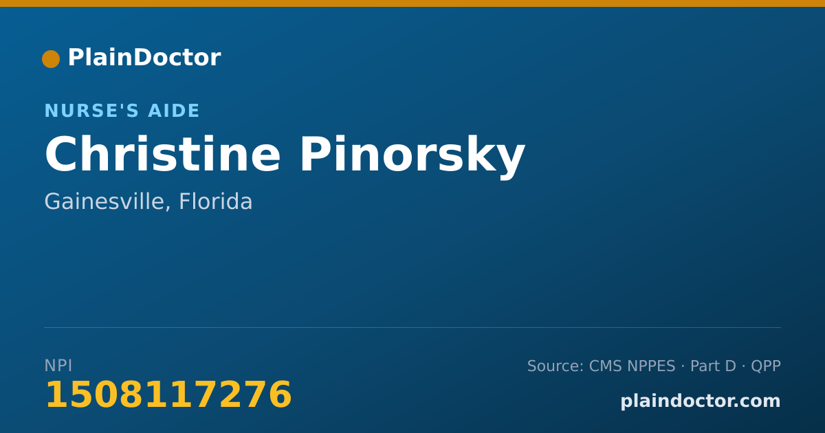 Shareable card for Christine Pinorsky - Nurse's Aide, Gainesville, FL