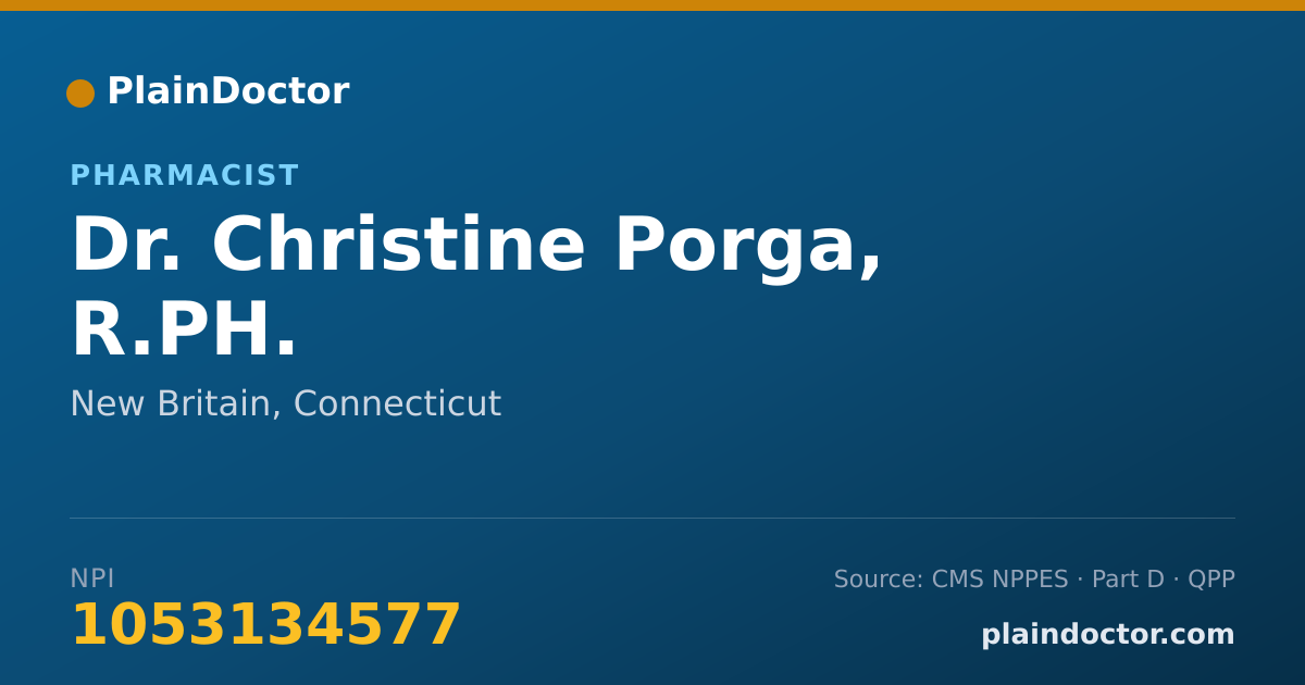 Shareable card for Christine Porga, R.PH. - Pharmacist, New Britain, CT