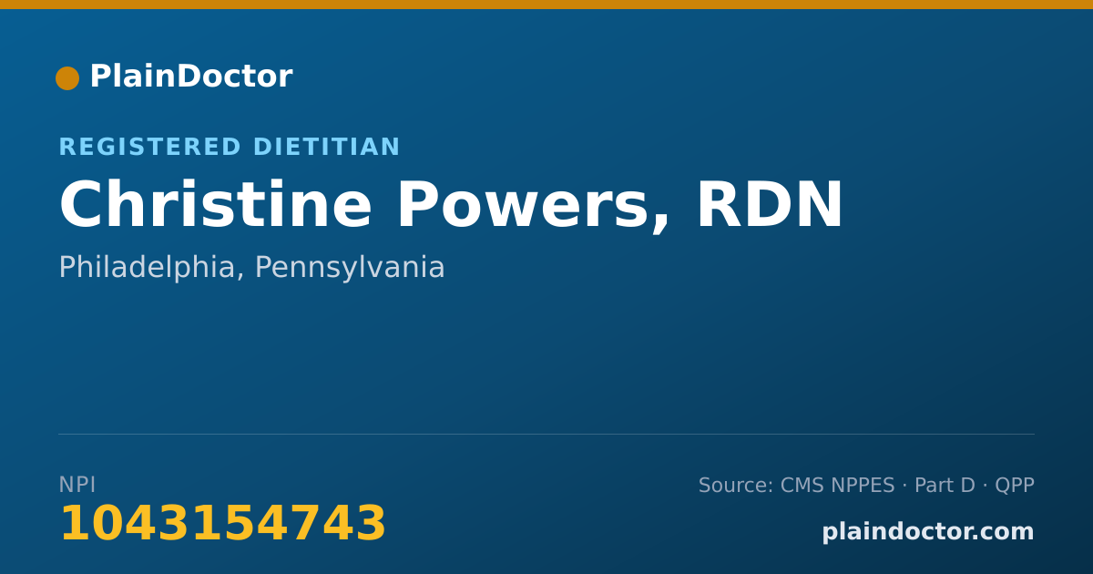 Shareable card for Christine Powers, RDN - Registered Dietitian, Philadelphia, PA