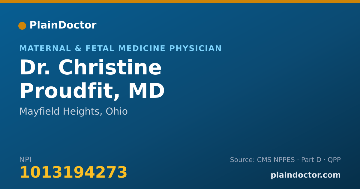 Shareable card for Christine Proudfit, MD - Maternal & Fetal Medicine Physician, Mayfield Heights, OH