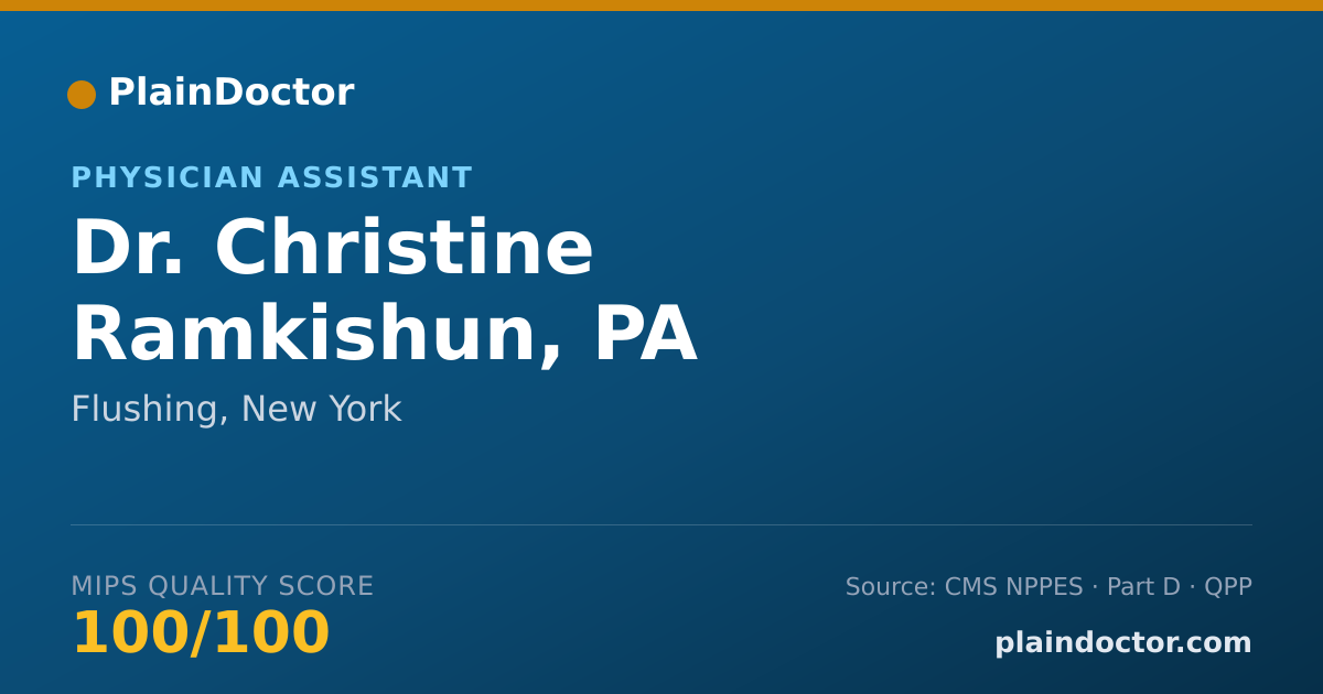 Shareable card for Christine Ramkishun, PA - Physician Assistant, Flushing, NY