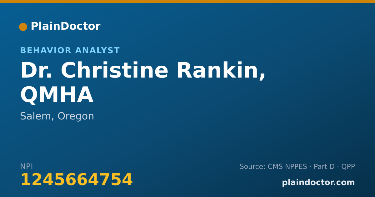 Shareable card for Christine Rankin, QMHA - Behavior Analyst, Salem, OR