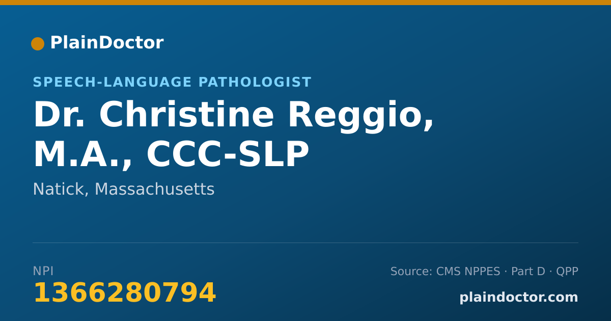 Shareable card for Christine Reggio, M.A., CCC-SLP - Speech-Language Pathologist, Natick, MA