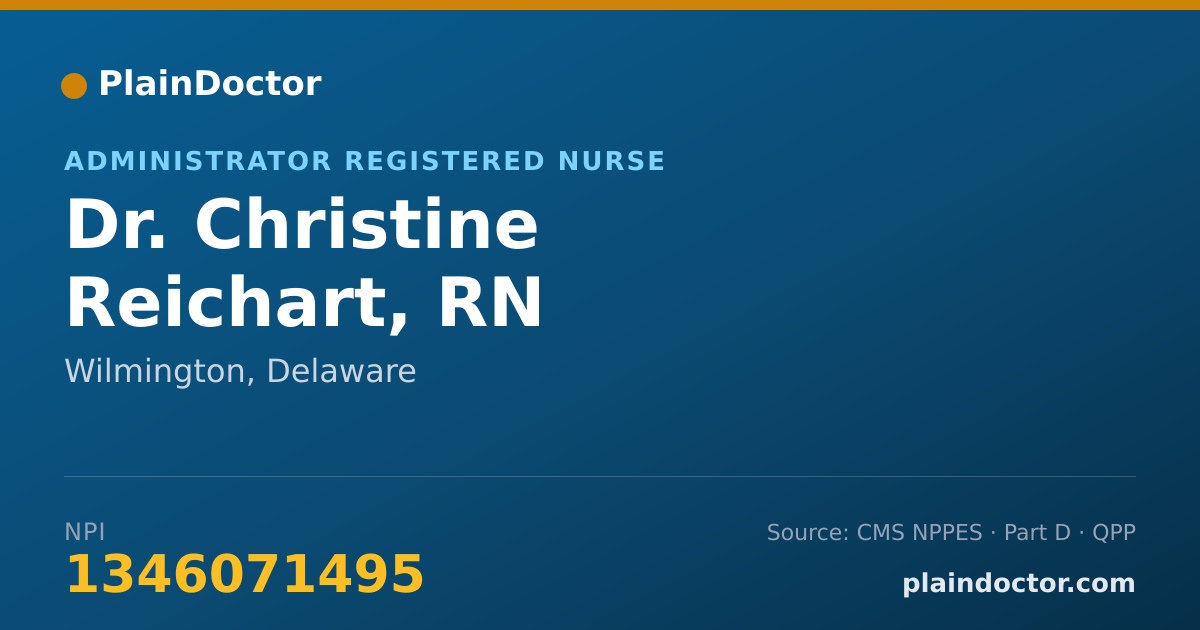 Shareable card for Christine Reichart, RN - Administrator Registered Nurse, Wilmington, DE