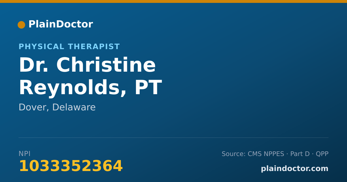 Shareable card for Christine Reynolds, PT - Physical Therapist, Dover, DE