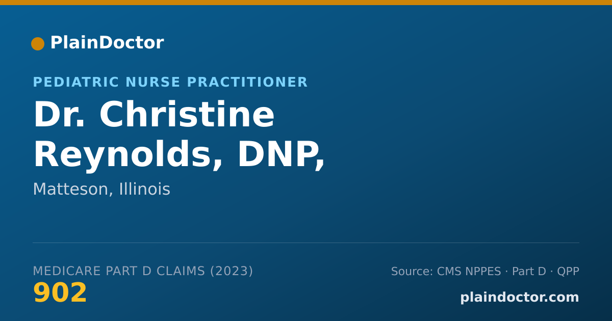 Shareable card for Christine Reynolds, DNP,  PMHNP-BC - Pediatric Nurse Practitioner, Matteson, IL