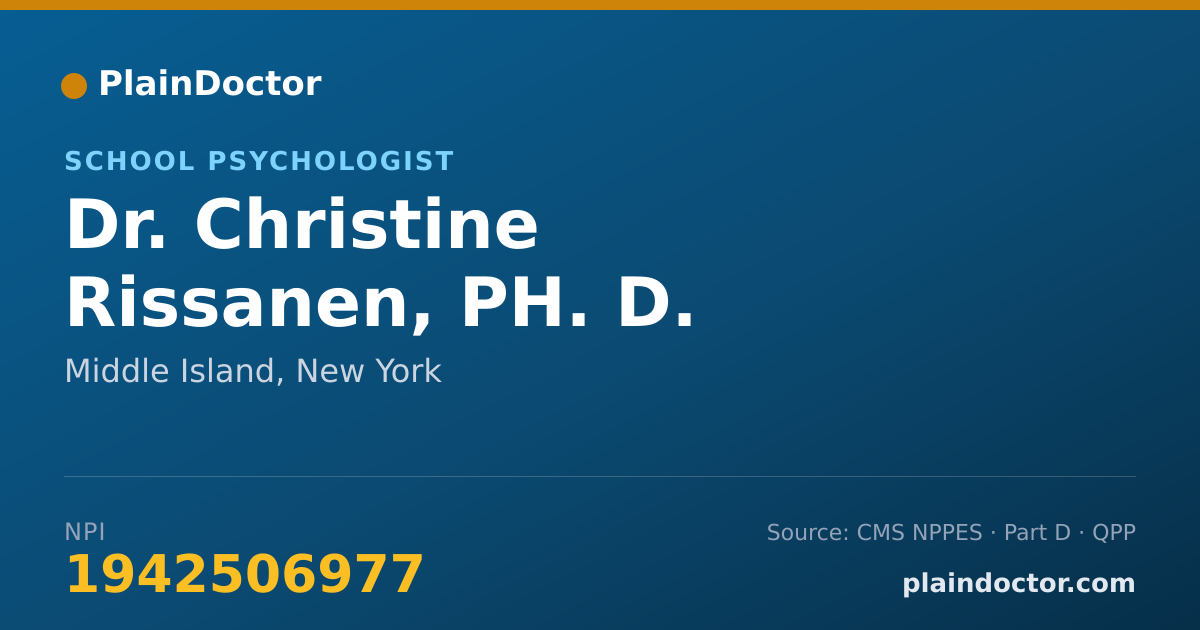 Shareable card for Christine Rissanen, PH. D. - School Psychologist, Middle Island, NY