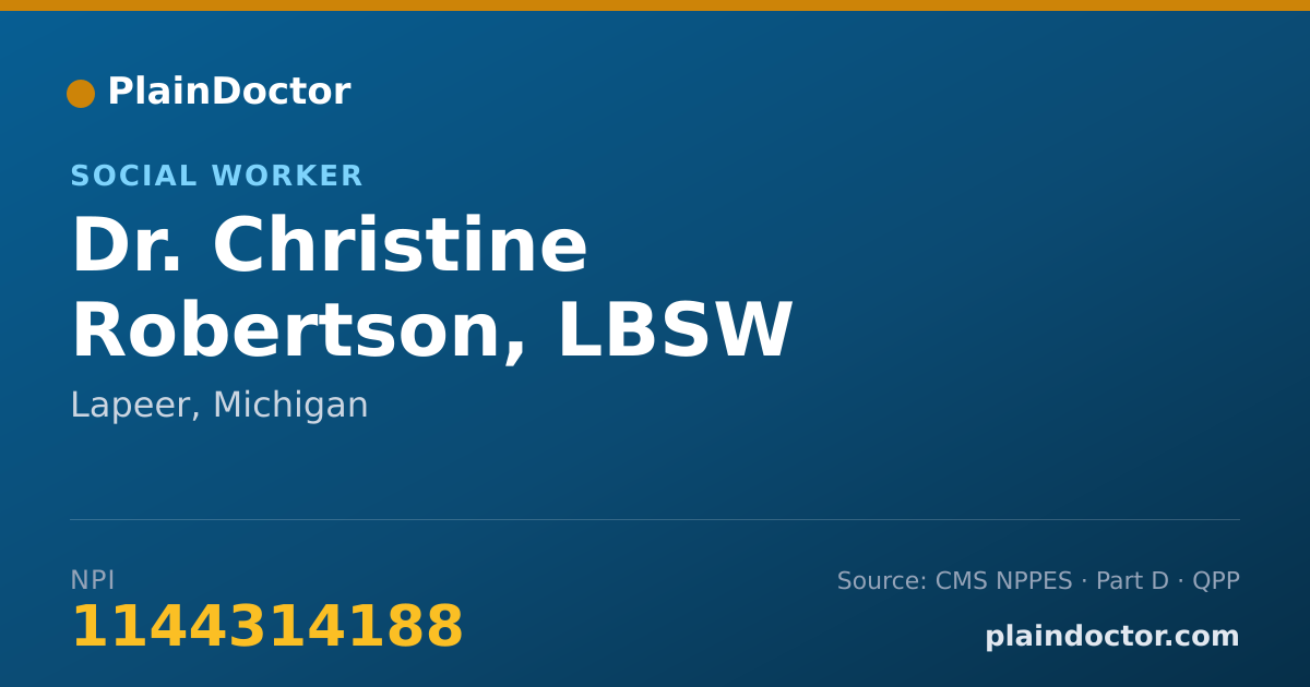 Shareable card for Christine Robertson, LBSW - Social Worker, Lapeer, MI