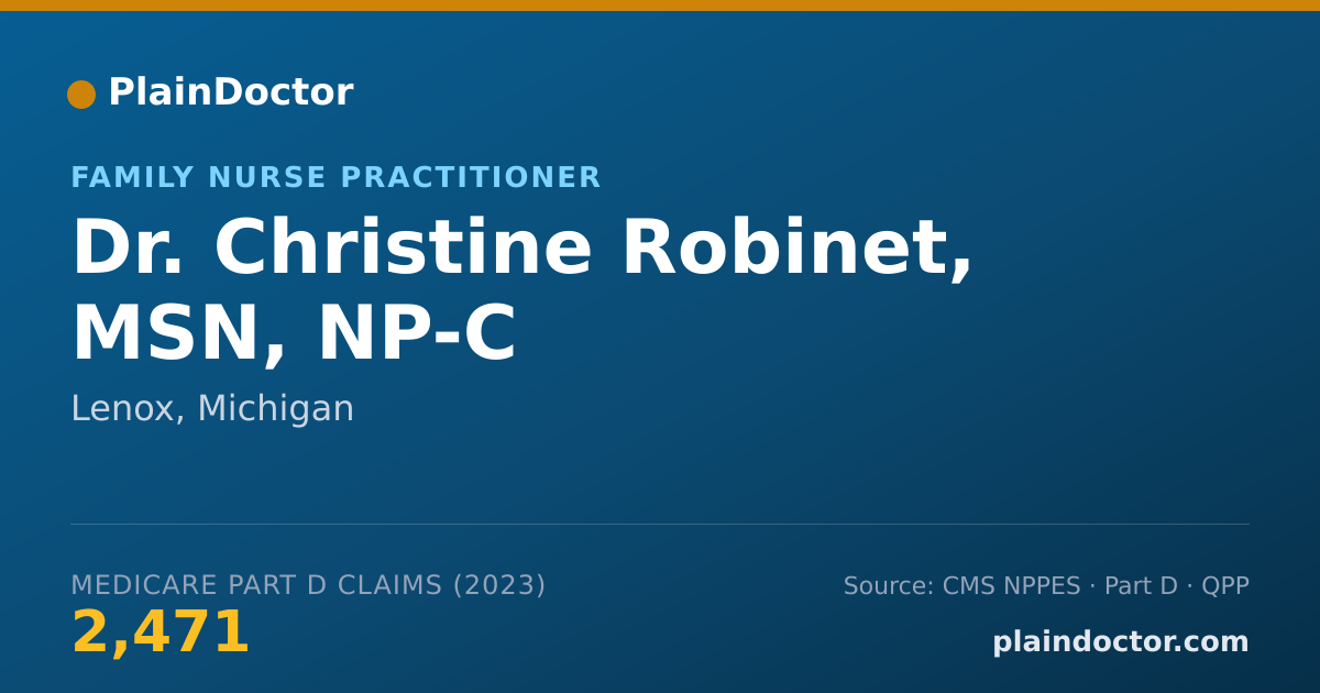 Shareable card for Christine Robinet, MSN, NP-C - Family Nurse Practitioner, Lenox, MI