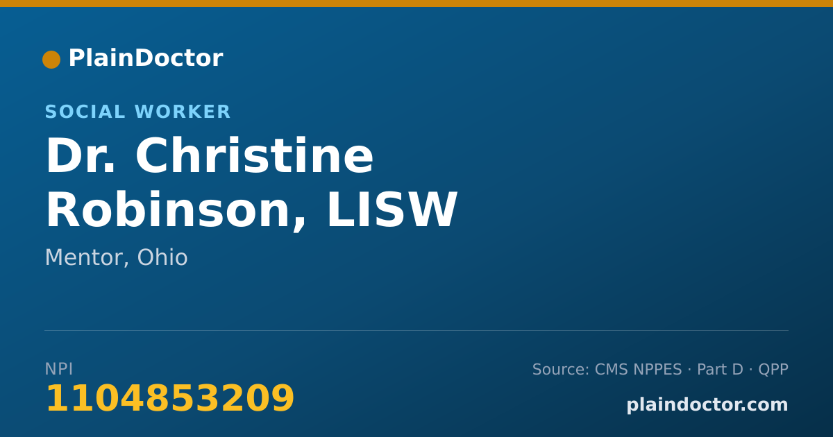 Shareable card for Christine Robinson, LISW - Social Worker, Mentor, OH