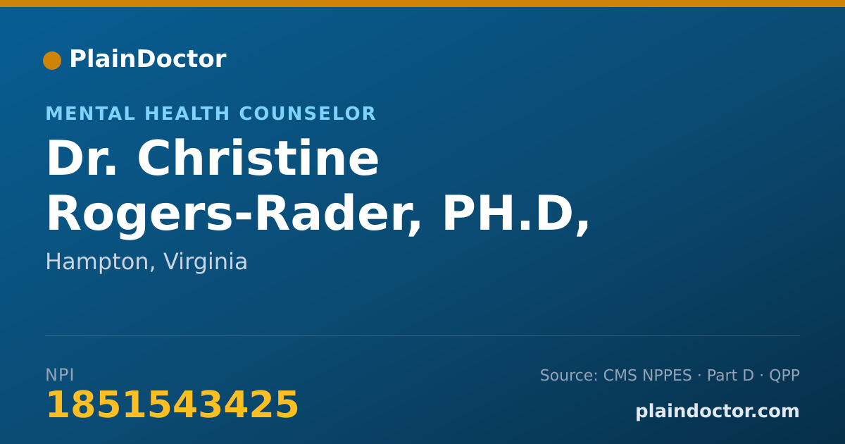 Shareable card for Christine Rogers-Rader, PH.D, LPC, NCC - Mental Health Counselor, Hampton, VA