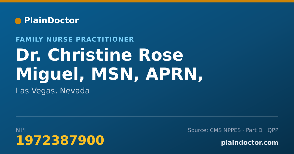 Shareable card for Christine Rose Miguel, MSN, APRN, FNP-BC - Family Nurse Practitioner, Las Vegas, NV
