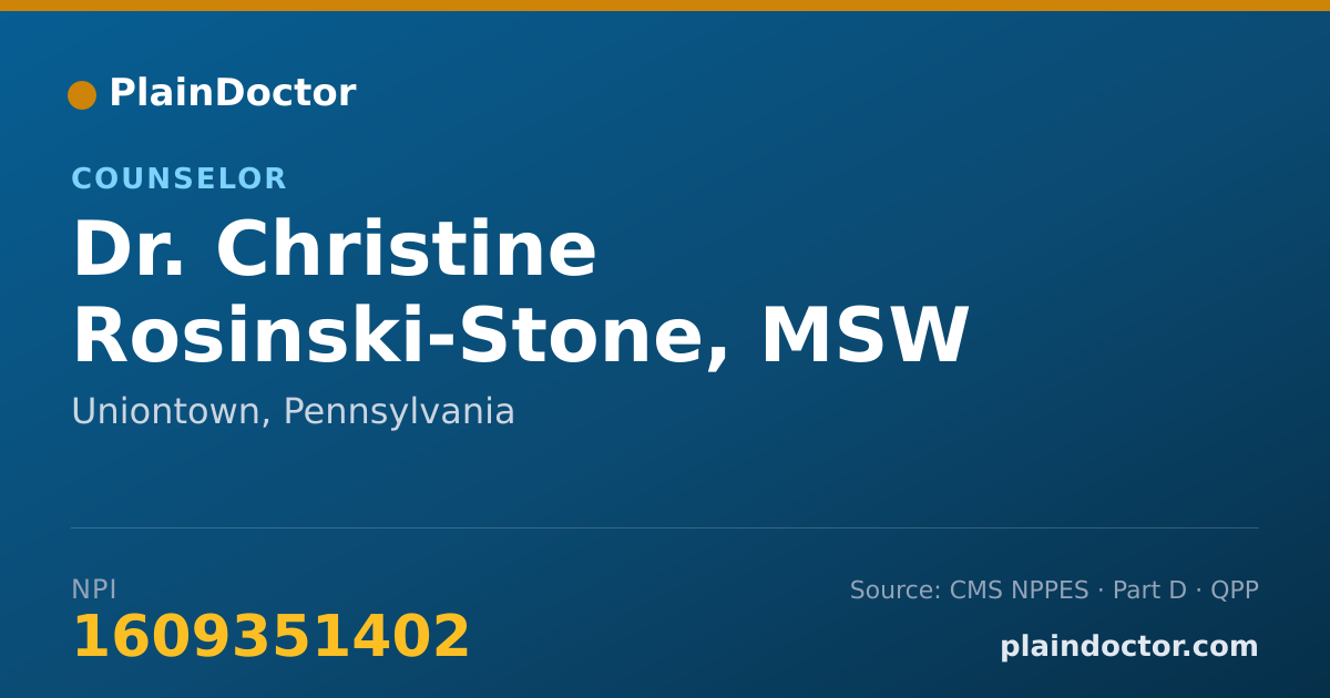 Shareable card for Christine Rosinski-Stone, MSW - Counselor, Uniontown, PA