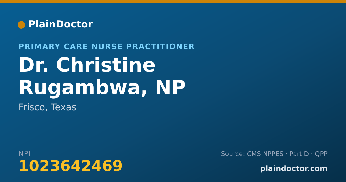 Shareable card for Christine Rugambwa, NP - Primary Care Nurse Practitioner, Frisco, TX