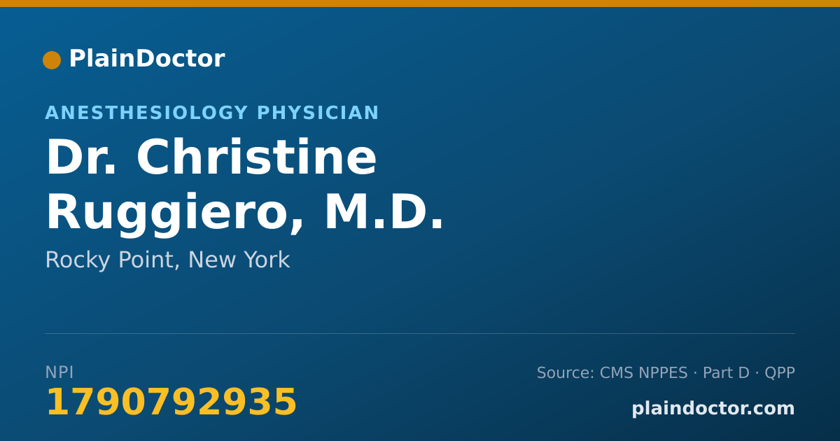 Shareable card for Christine Ruggiero, M.D. - Anesthesiology Physician, Rocky Point, NY