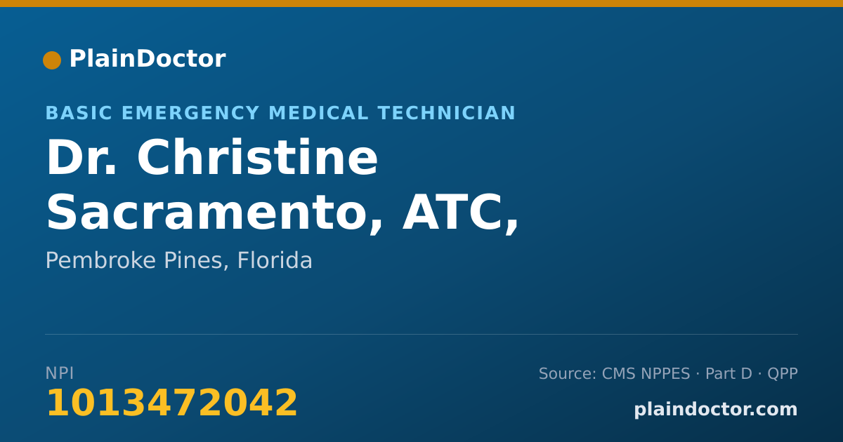 Shareable card for Christine Sacramento, ATC, NREMT-B - Basic Emergency Medical Technician, Pembroke Pines, FL