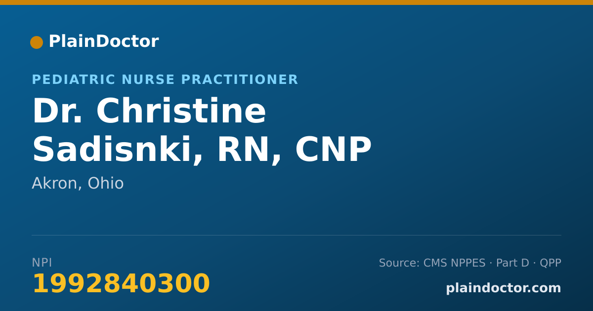 Shareable card for Christine Sadisnki, RN, CNP - Pediatric Nurse Practitioner, Akron, OH