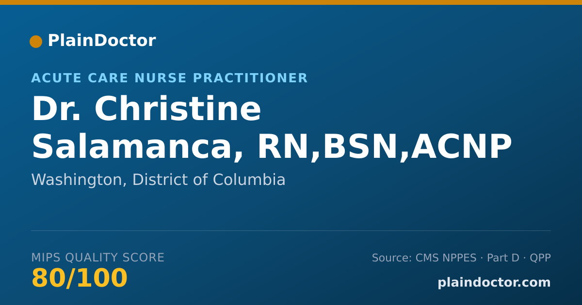 Shareable card for Christine Salamanca, RN,BSN,ACNP - Acute Care Nurse Practitioner, Washington, DC