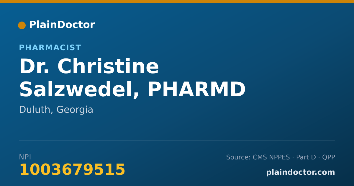 Shareable card for Christine Salzwedel, PHARMD - Pharmacist, Duluth, GA