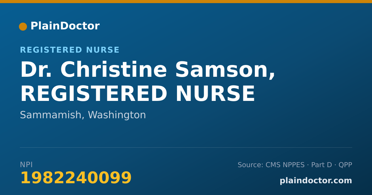 Shareable card for Christine Samson, REGISTERED NURSE - Registered Nurse, Sammamish, WA