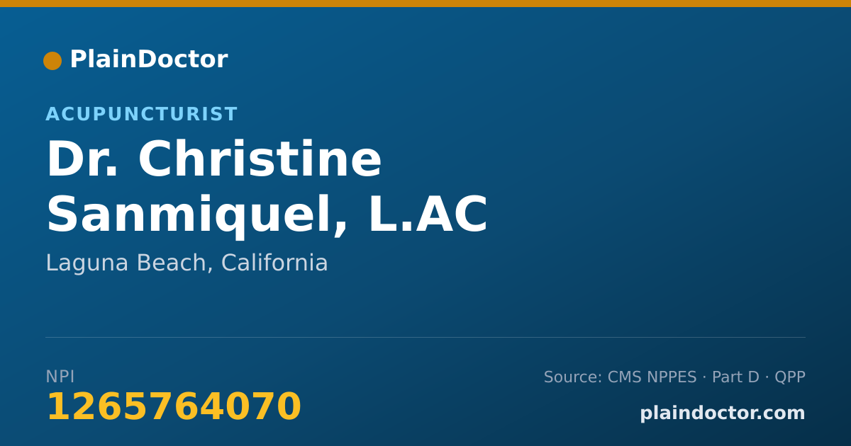 Shareable card for Christine Sanmiquel, L.AC - Acupuncturist, Laguna Beach, CA