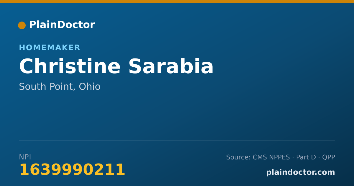Shareable card for Christine Sarabia - Homemaker, South Point, OH