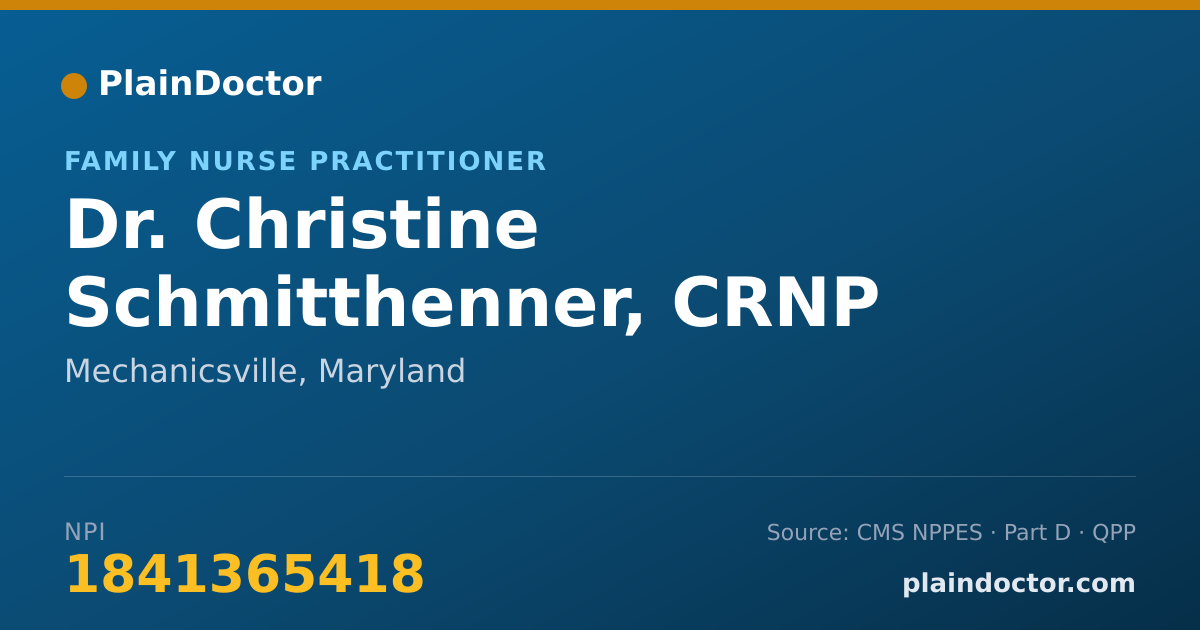 Shareable card for Christine Schmitthenner, CRNP - Family Nurse Practitioner, Mechanicsville, MD