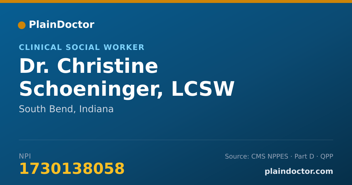 Shareable card for Christine Schoeninger, LCSW - Clinical Social Worker, South Bend, IN